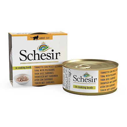 Schesir Kattenvoer Tonijn/Sardines Bouillon 70 gr