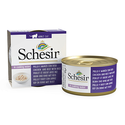 Schesir Kattenvoer Kip/Rund/Rijst Kookvocht 85 gr