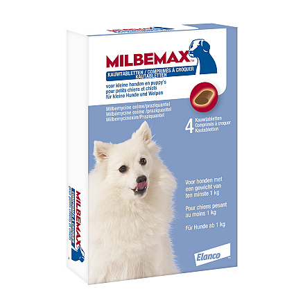 Milbemax kauwtablet kleine hond/puppy<br> vanaf 1 kg 4 st