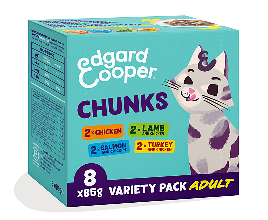 Edgard & Cooper kattenvoer Multipack Chunks 8 x 85 gr